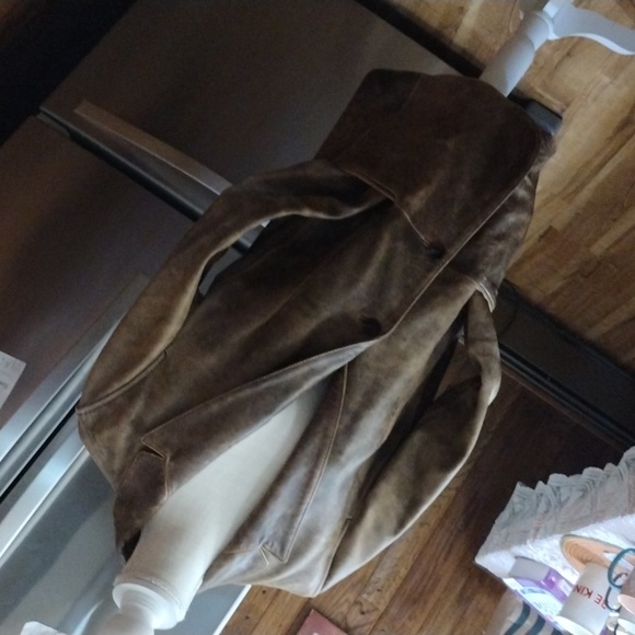 MEN'S M KENNETH COLE REACTION BROWN WASHED OUT AWESOME GRUNGE LOOK LEATHER COAT - Picture 4 of 16